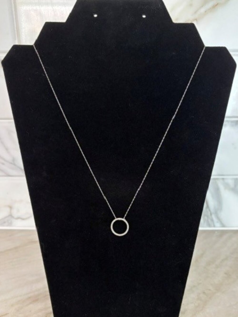 10K White Gold Circle w Diamonds